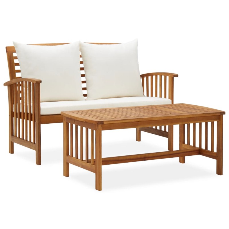 vidaXL Muebles de jardín 2 piezas con cojines madera maciza de acacia vidaXL Muebles de jardín 2 piezas con cojines madera maciza de acacia