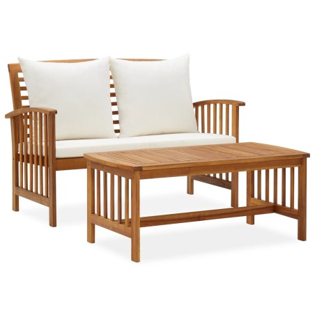 vidaXL Muebles de jardín 2 piezas con cojines madera maciza de acacia 