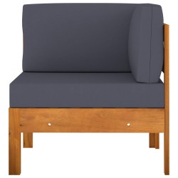vidaXL Muebles de jardín 2 pzas cojines madera acacia gris oscuro