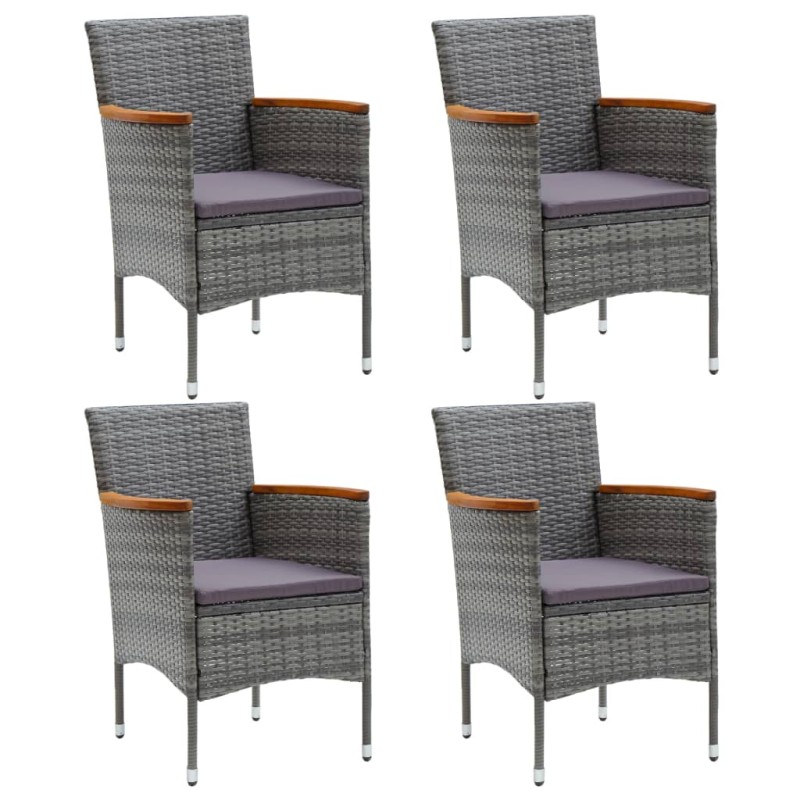 vidaXL Sillas de comedor para jardín 4 unidades ratán sintético gris vidaXL Sillas de comedor para jardín 4 unidades ratán sintético gris