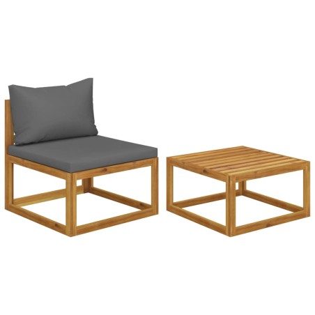 vidaXL Set de sofá de jardín 2 pzas con cojín madera maciza de acacia