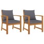 vidaXL Sillas de jardín cojines gris oscuro 2 uds madera maciza acacia