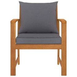 vidaXL Sillas de jardín cojines gris oscuro 2 uds madera maciza acacia