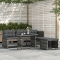 vidaXL Juego de comedor de jardín 4 piezas con cojines ratán PE gris