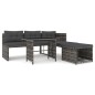 vidaXL Juego de comedor de jardín 4 piezas con cojines ratán PE gris