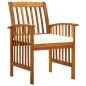 vidaXL Sillas de comedor jardín 3 uds con cojines madera maciza acacia