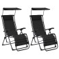 vidaXL Sillas plegables 2 unidades textilene negro vidaXL Sillas plegables 2 unidades textilene negro