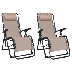 vidaXL Sillas plegables 2 unidades textilene gris taupe