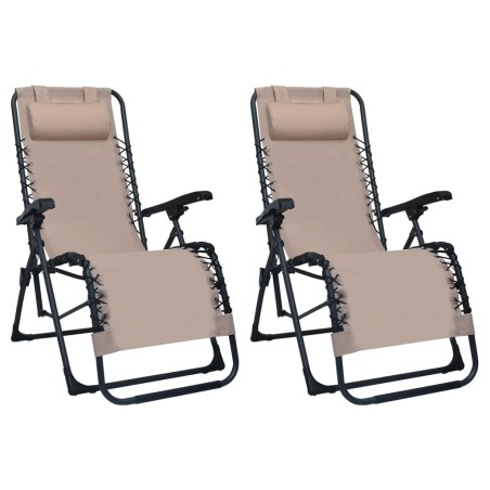 vidaXL Sillas plegables 2 unidades textilene gris taupe
