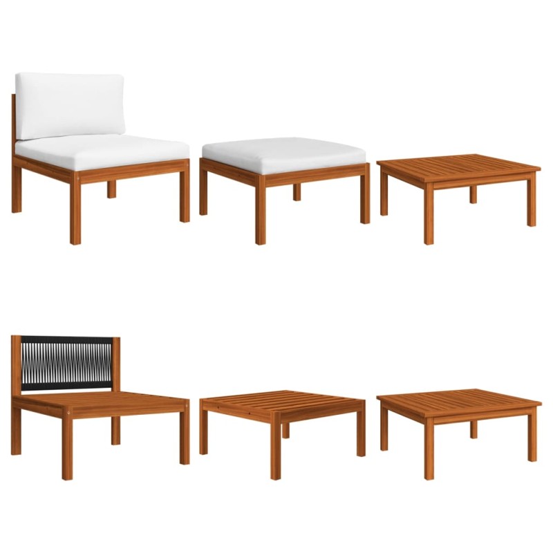 vidaXL Muebles de jardín con cojines 3 pzas madera maciza de acacia vidaXL Muebles de jardín con cojines 3 pzas madera maciza de acacia
