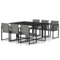 vidaXL Set de comedor para jardín 7 pzas cojines ratán sintético gris vidaXL Set de comedor para jardín 7 pzas cojines ratán sintético gris