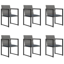 vidaXL Set de comedor para jardín 7 pzas cojines ratán sintético gris
