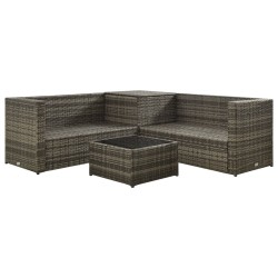 vidaXL Set de muebles de jardín 4 pzas y cojines ratán sintético gris