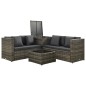 vidaXL Set de muebles de jardín 4 pzas y cojines ratán sintético gris vidaXL Set de muebles de jardín 4 pzas y cojines ratán sintético gris