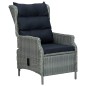 vidaXL Sillón reclinable de jardín con reposapiés ratán PE gris claro vidaXL Sillón reclinable de jardín con reposapiés ratán PE gris claro