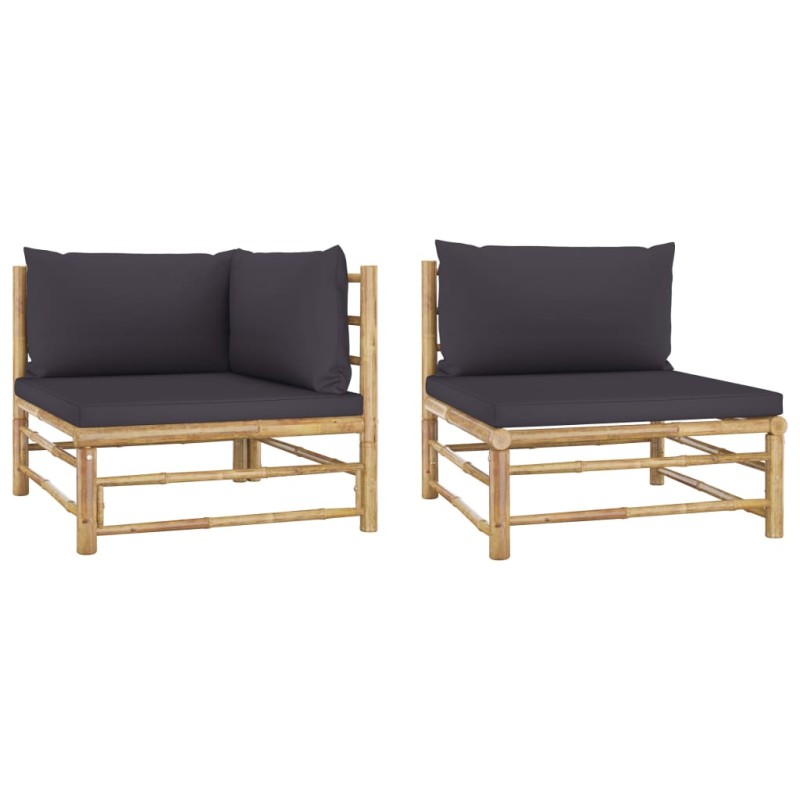 vidaXL Set de muebles de jardín 2 piezas bambú y cojines gris oscuro vidaXL Set de muebles de jardín 2 piezas bambú y cojines gris oscuro