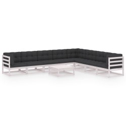 vidaXL Set de muebles de jardín 9 pzas con cojines madera pino blanco