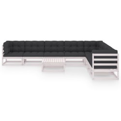 vidaXL Set de muebles de jardín 9 pzas con cojines madera pino blanco
