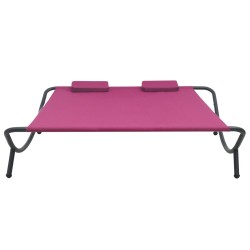 vidaXL Tumbona doble de exterior de tela rosa