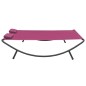 vidaXL Tumbona doble de exterior de tela rosa
