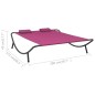 vidaXL Tumbona doble de exterior de tela rosa