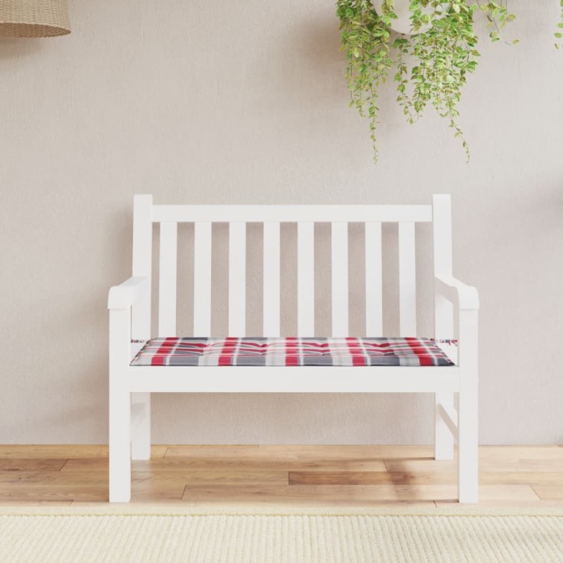 vidaXL Cojín de banco de jardín tela Oxford a cuadros rojo 100x50x3cm vidaXL Cojín de banco de jardín tela Oxford a cuadros rojo 100x50x3cm