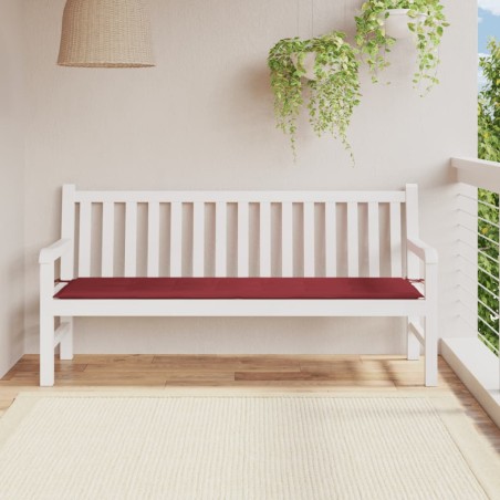 vidaXL Cojín de banco de jardín tela Oxford rojo tinto 180x50x3 cm