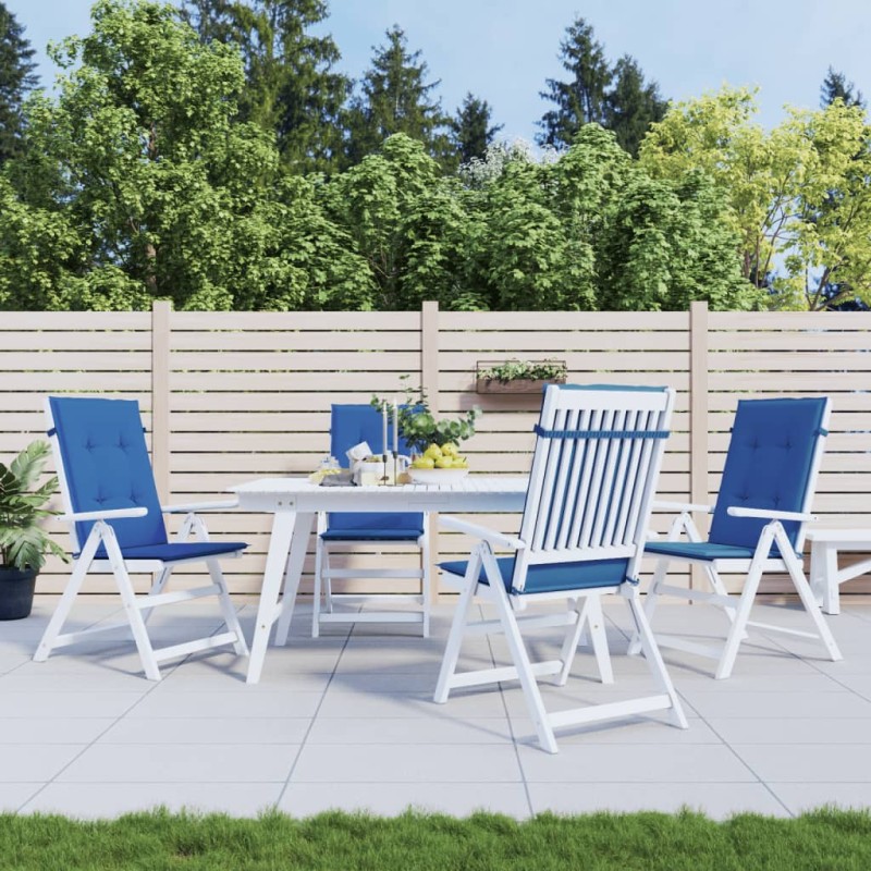 vidaXL Cojín silla de jardín respaldo alto 4 uds tela azul 120x50x3 cm vidaXL Cojín silla de jardín respaldo alto 4 uds tela azul 120x50x3 cm