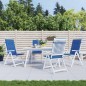 vidaXL Cojín silla de jardín respaldo alto 4 uds tela azul 120x50x3 cm vidaXL Cojín silla de jardín respaldo alto 4 uds tela azul 120x50x3 cm