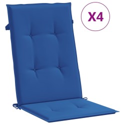 vidaXL Cojín silla de jardín respaldo alto 4 uds tela azul 120x50x3 cm