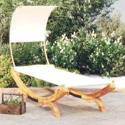 vidaXL Tumbona con dosel madera maciza curvada crema 100x200x126 cm