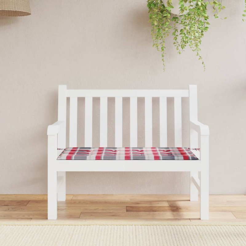 vidaXL Cojín de banco de jardín tela Oxford a cuadros rojo 120x50x3 cm vidaXL Cojín de banco de jardín tela Oxford a cuadros rojo 120x50x3 cm