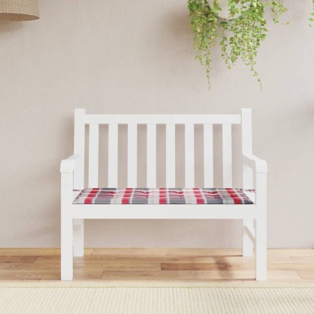 vidaXL Cojín de banco de jardín tela Oxford a cuadros rojo 120x50x3 cm