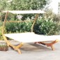 vidaXL Tumbona con dosel madera maciza curvada crema 165x203x138 cm vidaXL Tumbona con dosel madera maciza curvada crema 165x203x138 cm