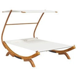 vidaXL Tumbona con dosel madera maciza curvada crema 165x203x138 cm
