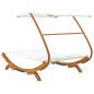 vidaXL Tumbona con dosel madera maciza curvada crema 165x203x138 cm vidaXL Tumbona con dosel madera maciza curvada crema 165x203x138 cm