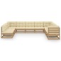 vidaXL Set de muebles de jardín 10 pzs cojines madera pino marrón miel vidaXL Set de muebles de jardín 10 pzs cojines madera pino marrón miel
