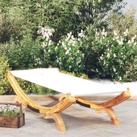 vidaXL Tumbona de madera maciza curvada crema 100x188,5x44 cm
