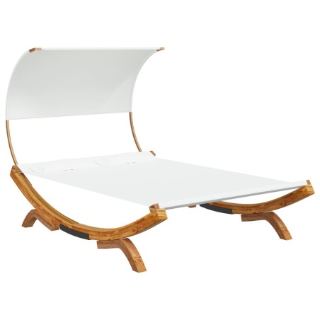 vidaXL Tumbona con dosel madera maciza curvada crema 165x203x126 cm