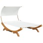 vidaXL Tumbona con dosel madera maciza curvada crema 165x203x126 cm vidaXL Tumbona con dosel madera maciza curvada crema 165x203x126 cm