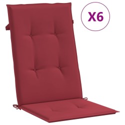 vidaXL Cojín silla de jardín respaldo alto 6 uds tela rojo 120x50x3 cm
