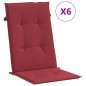 vidaXL Cojín silla de jardín respaldo alto 6 uds tela rojo 120x50x3 cm vidaXL Cojín silla de jardín respaldo alto 6 uds tela rojo 120x50x3 cm