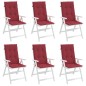 vidaXL Cojín silla de jardín respaldo alto 6 uds tela rojo 120x50x3 cm vidaXL Cojín silla de jardín respaldo alto 6 uds tela rojo 120x50x3 cm