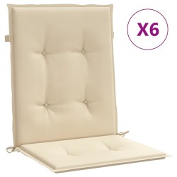 vidaXL Cojín de silla de jardín respaldo bajo 6 uds tela Oxford beige