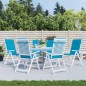 vidaXL Cojín silla de jardín respaldo alto 6 uds tela azul 120x50x3 cm vidaXL Cojín silla de jardín respaldo alto 6 uds tela azul 120x50x3 cm