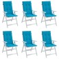 vidaXL Cojín silla de jardín respaldo alto 6 uds tela azul 120x50x3 cm vidaXL Cojín silla de jardín respaldo alto 6 uds tela azul 120x50x3 cm