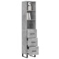 vidaXL Aparador de madera contrachapada gris hormigón 34,5x34x180 cm vidaXL Aparador de madera contrachapada gris hormigón 34,5x34x180 cm