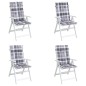 vidaXL Cojín silla jardín respaldo alto 4 uds cuadros gris 120x50x3 cm vidaXL Cojín silla jardín respaldo alto 4 uds cuadros gris 120x50x3 cm