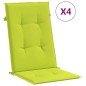vidaXL Cojín silla de jardín respaldo alto 4 uds tela verde 120x50x3cm