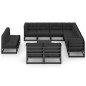 vidaXL Set de muebles de jardín 12 pzas con cojines madera pino negro